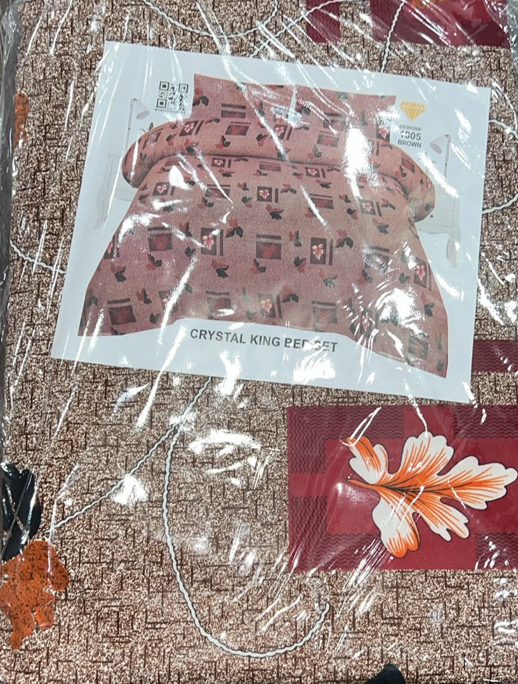 Crystal King Bed Set - Premium King Size Floral Printed Bedding Collection