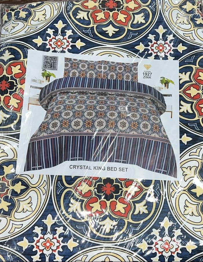 Crystal King Bed Set - Premium King Size Floral Printed Bedding Collection