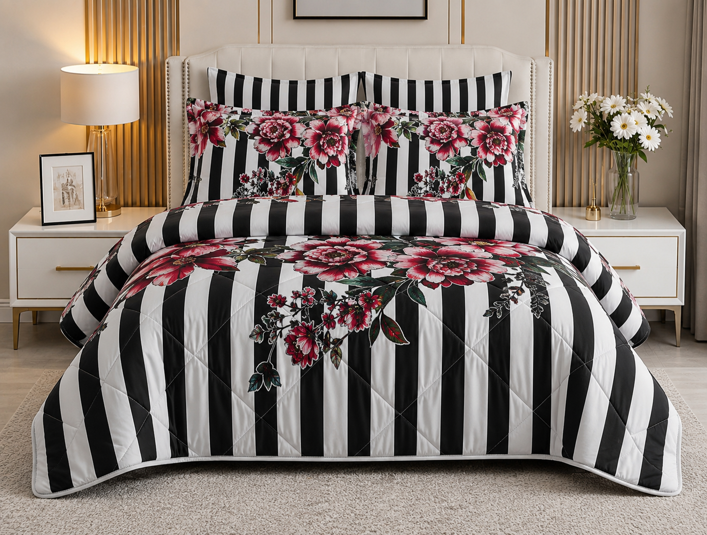 Luxury 6-Piece King Size Comforter Set (2 Sheets & 4 Pillows)