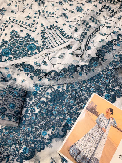 FAIZA SAQLAIN LAWN WHITE BLUE