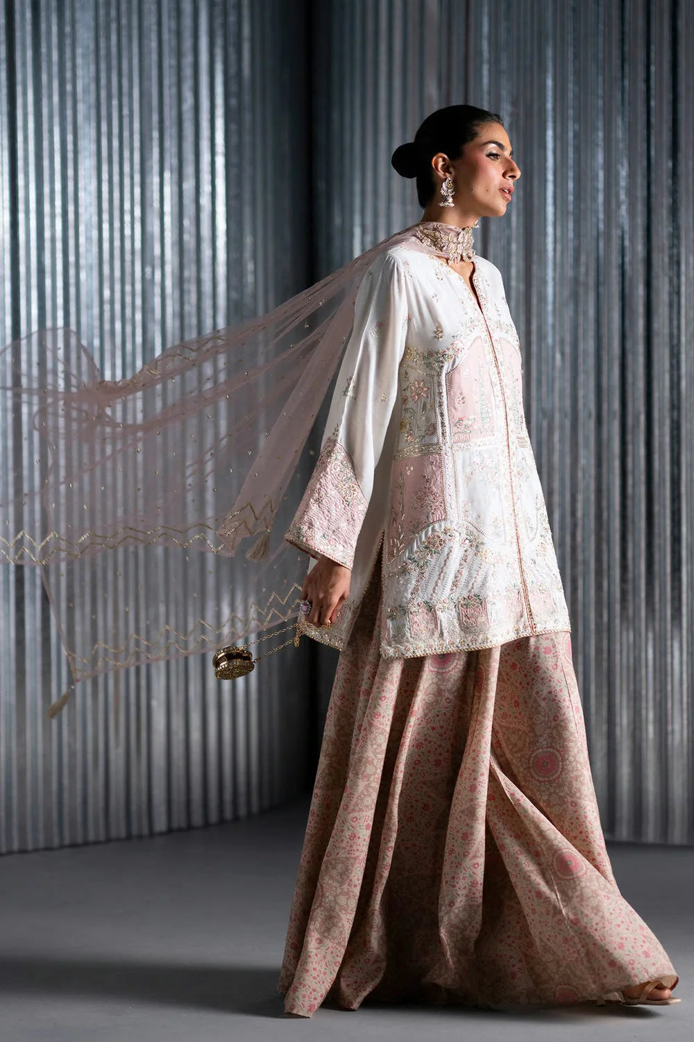 ETHNC KURTA SET E-005 3PC VANILLA ICE