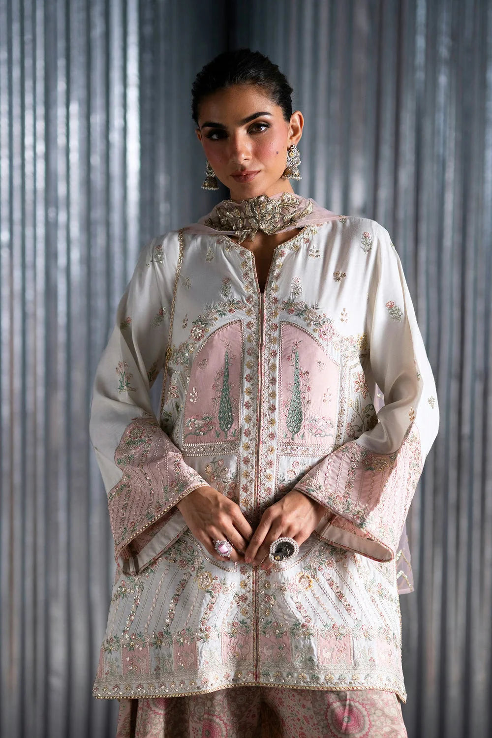 ETHNC KURTA SET E-005 3PC VANILLA ICE