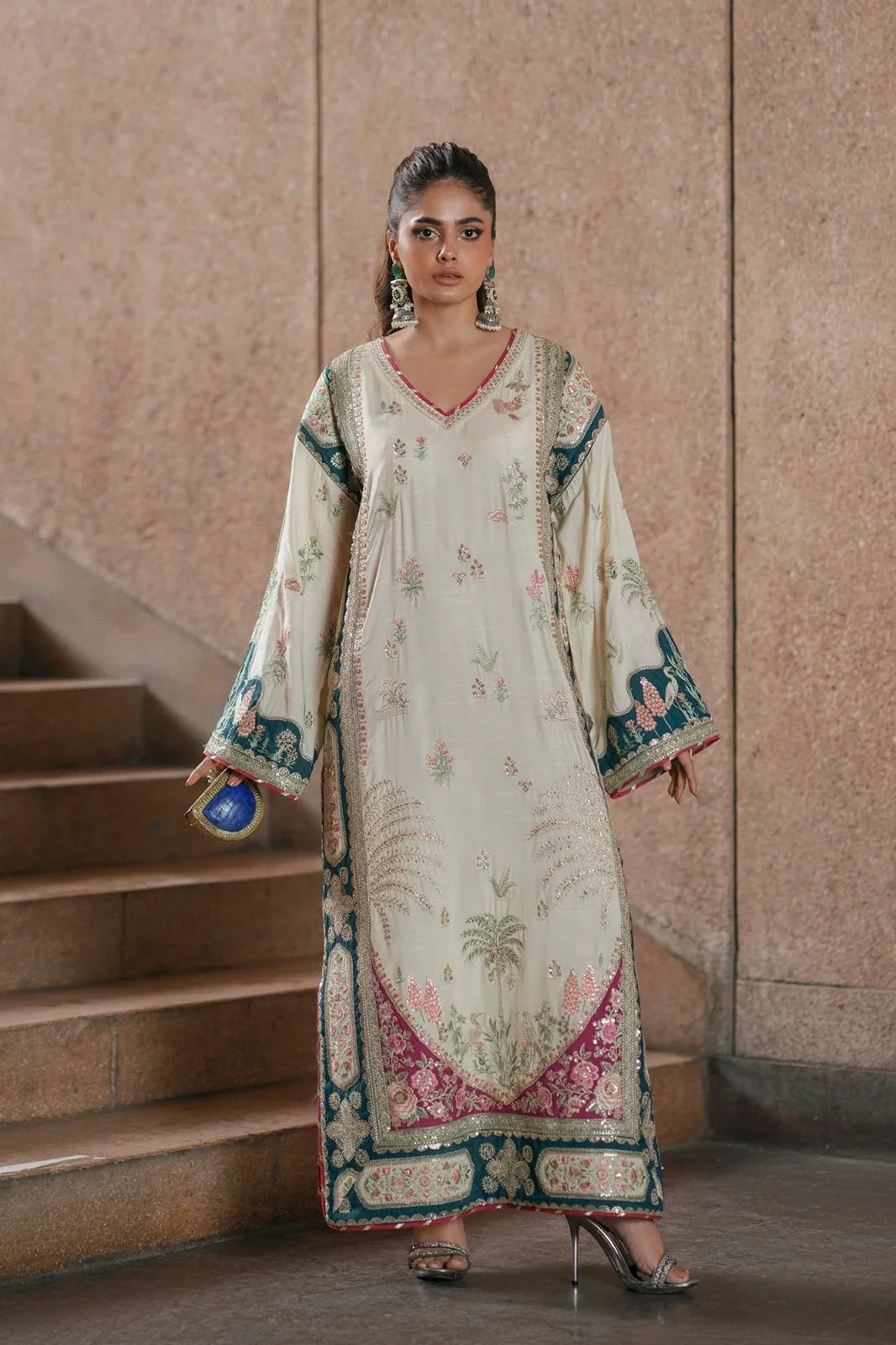 ETHNC SILK E-1046 KAFTAN 2PC