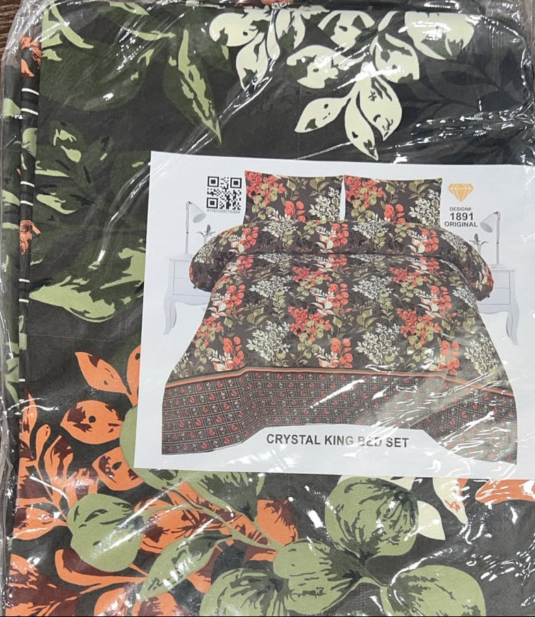Crystal King Bed Set - Premium King Size Floral Printed Bedding Collection