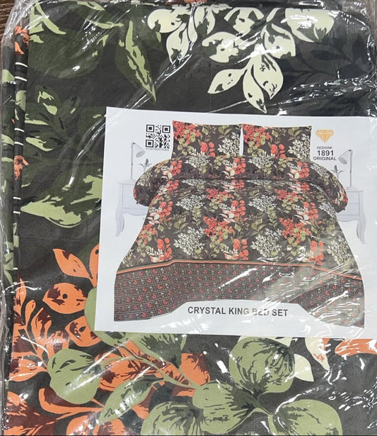 Crystal King Bed Set - Premium King Size Floral Printed Bedding Collection