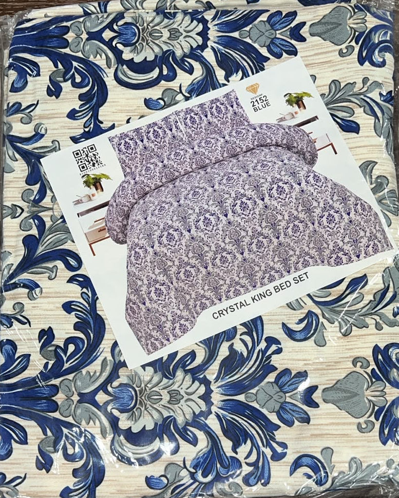 Crystal King Bed Set - Premium King Size Floral Printed Bedding Collection
