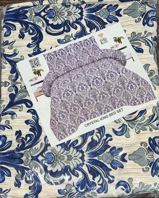 Crystal King Bed Set - Premium King Size Floral Printed Bedding Collection