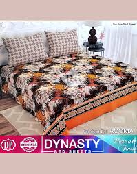 Dynasty 3-Piece King Size Double Bed Sheet Set with 2 Pillowcases - Premium Percale Finish Floral Printed Bedding (Polyester Cotton Blend)